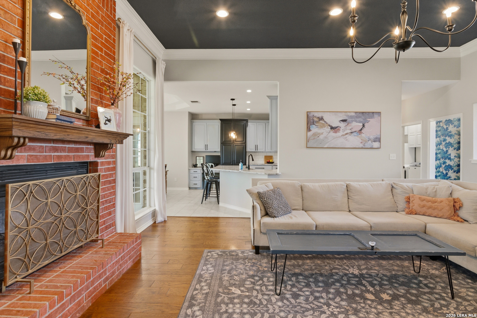 105 Old Campbell Road Seguin, TX 78155 - Photo 18 of 49 a living room with furniture and a fireplace