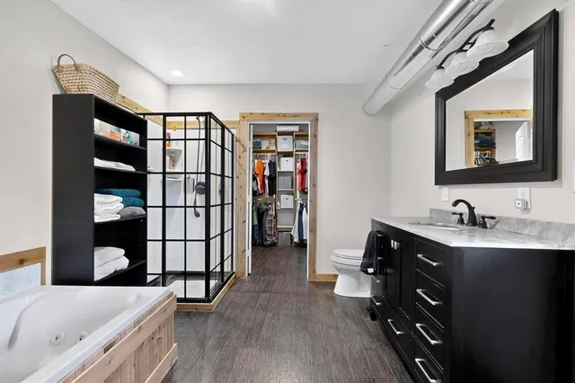 a bathroom with a bathtub