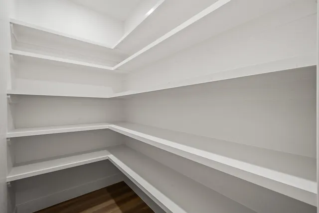 a storage room with empty racks