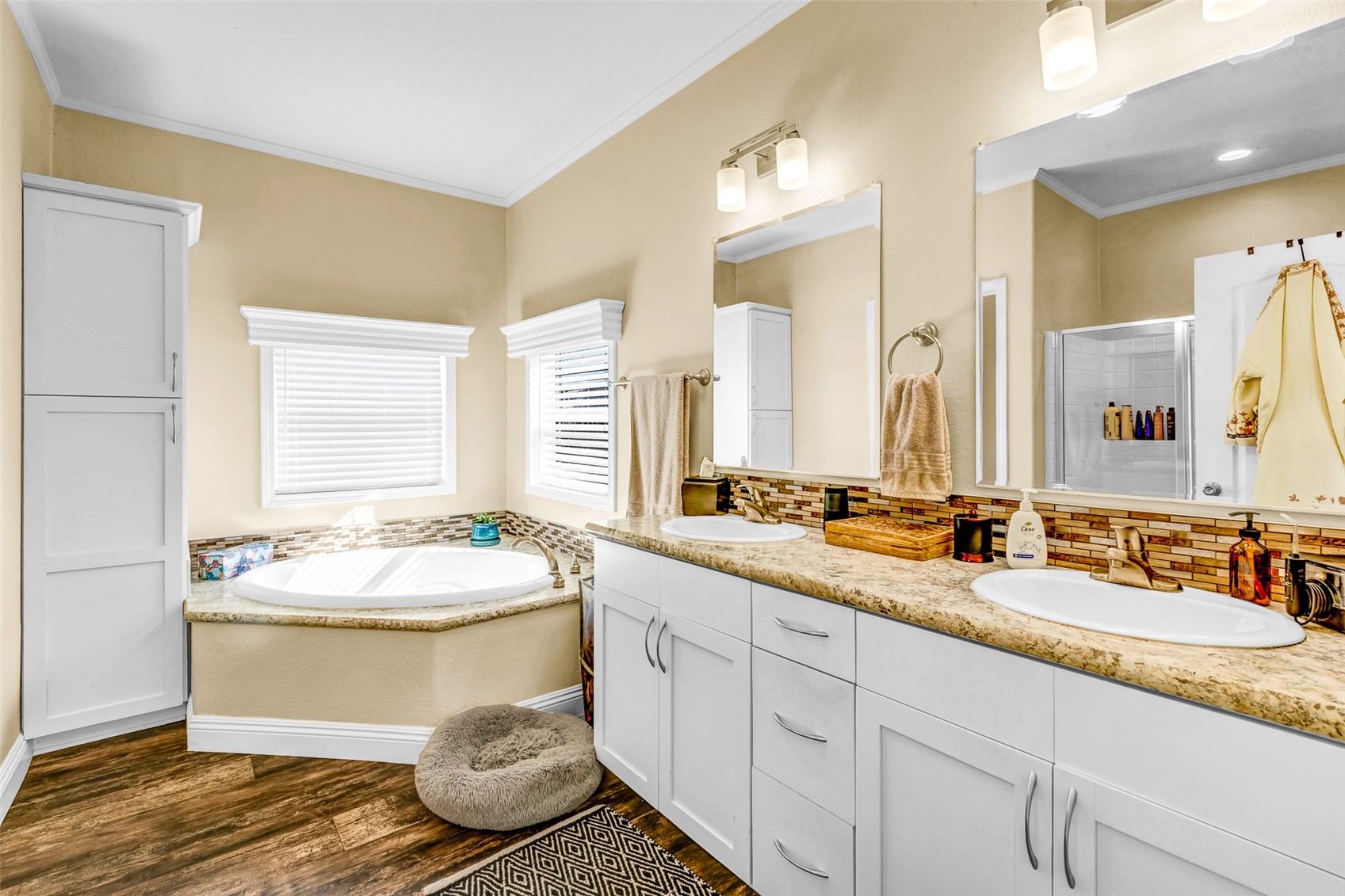 108 A Sun Rock Road, Unit A Fairplay, CO 80440 - Photo 27 of 48 a bathroom with a granite countertop sink and a mirror