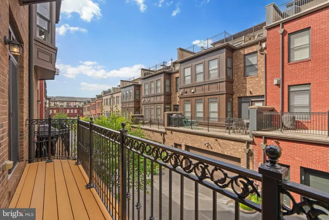 a view of a building from a balcony