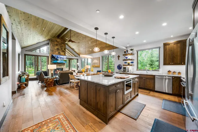 a kitchen with lots of counter top space