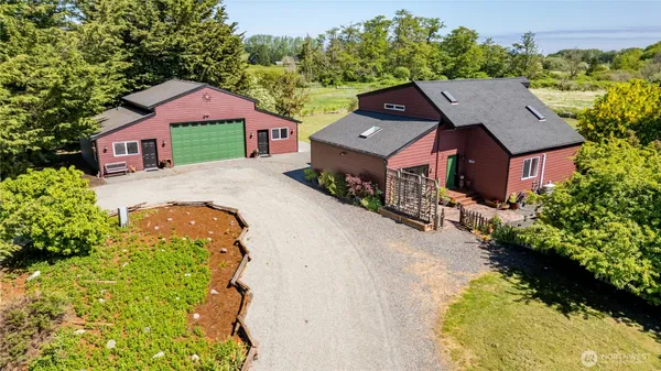 an aerial view of a house