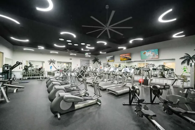 a view of a room with gym equipment