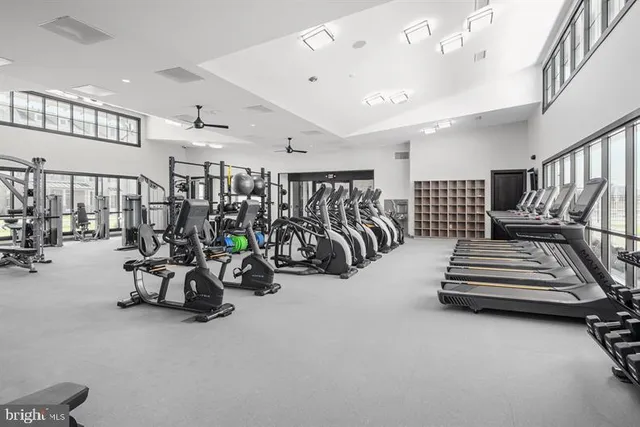 a view of a room with gym equipment