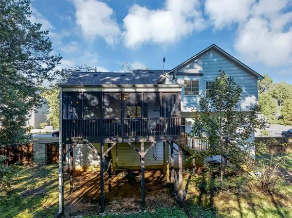 an aerial view of a house