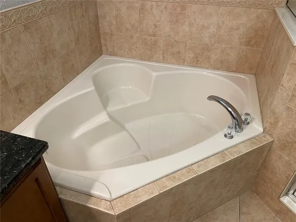a bathroom with a bathtub