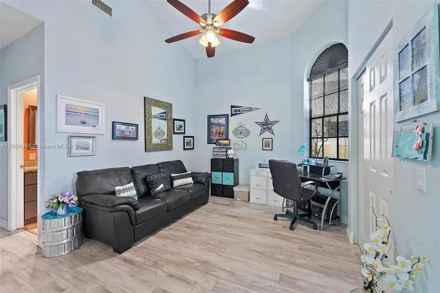 a living room with furniture