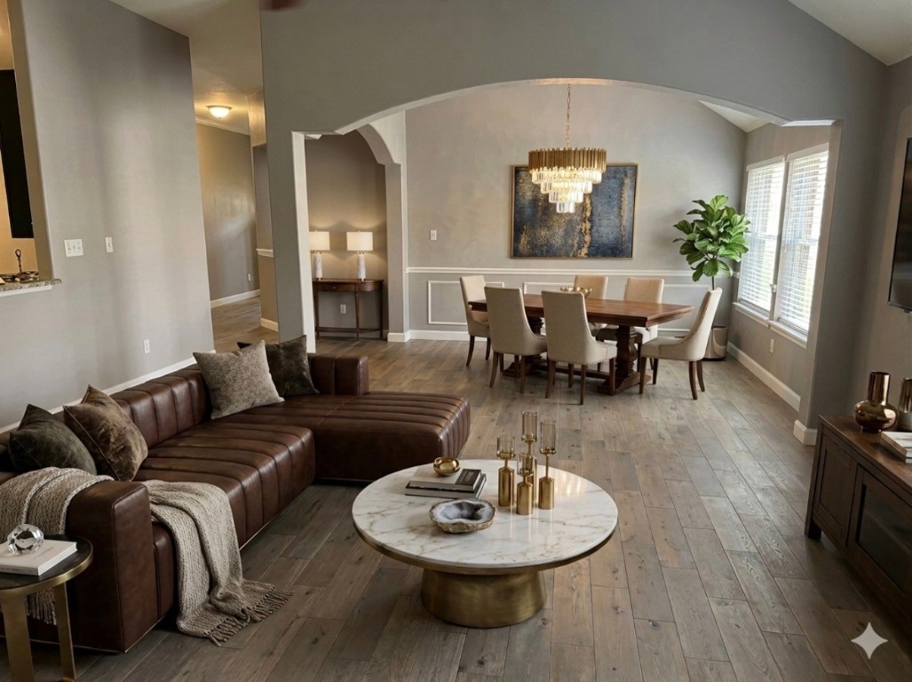 223 Maple Lane Conroe, TX 77304 - Photo 16 of 24 Virtually Staged Living Room and Dining Area