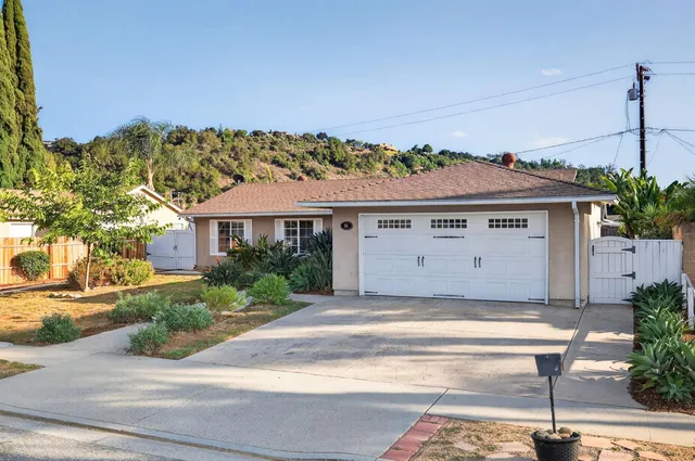 a view of a house with a garden and plants