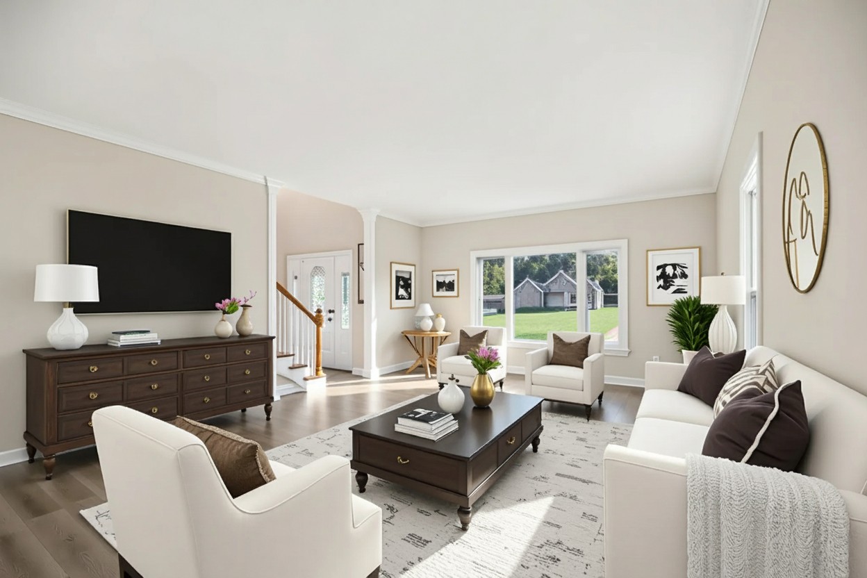 4026 Windland Drive Springfield, TN 37172 - Photo 3 of 32 a living room with furniture a flat screen tv and a large window