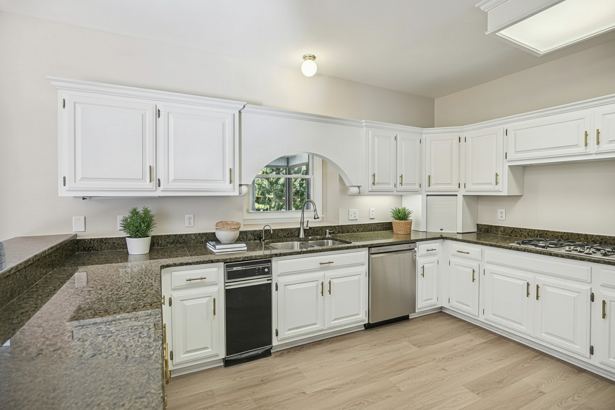 4026 Windland Drive Springfield, TN 37172 - Photo 5 of 32 a kitchen with granite countertop white cabinets and white appliances