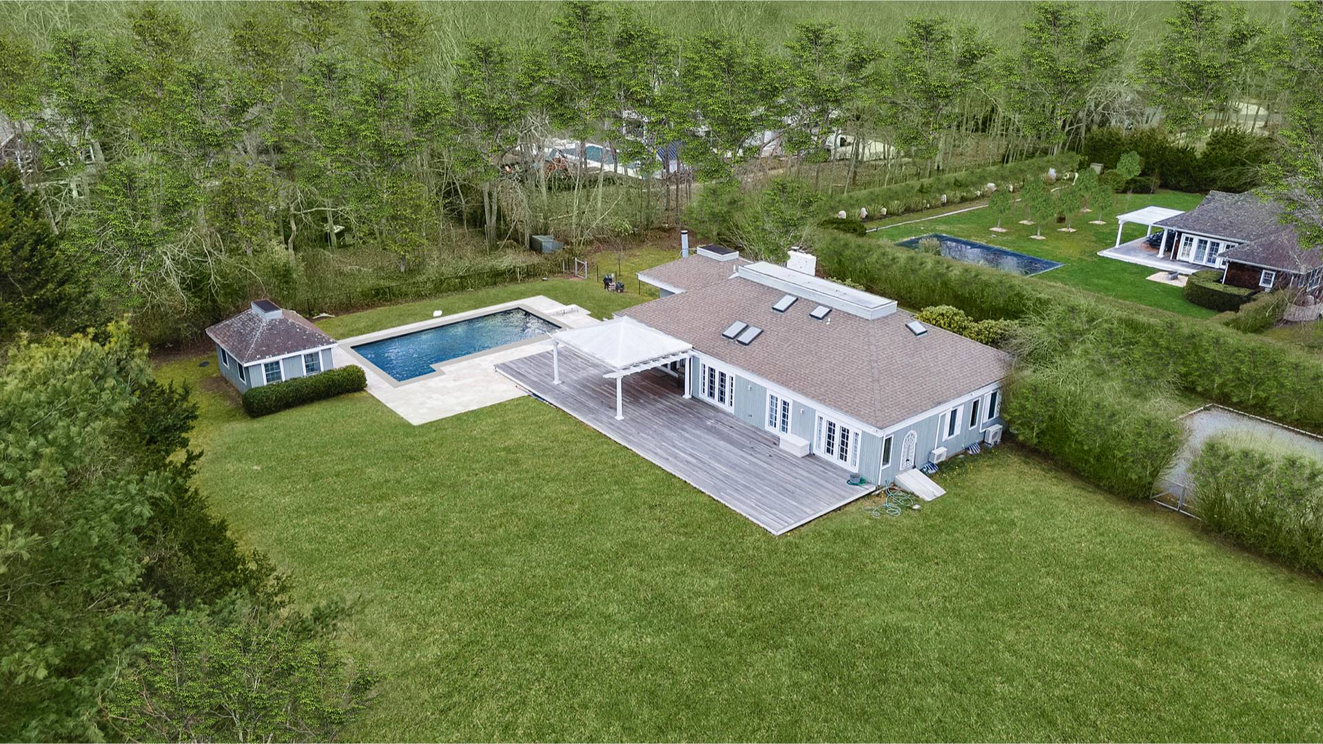 5 Ranch Court Sagaponack, NY 11962 - Photo 24 of 24 an aerial view of residential house with outdoor space and trees all around