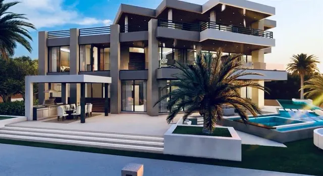 a front view of building with outdoor seating