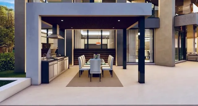 a view of living room kitchen and entryway