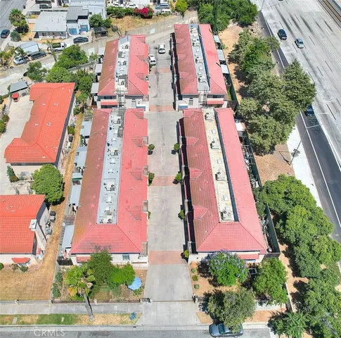 an aerial view of a house