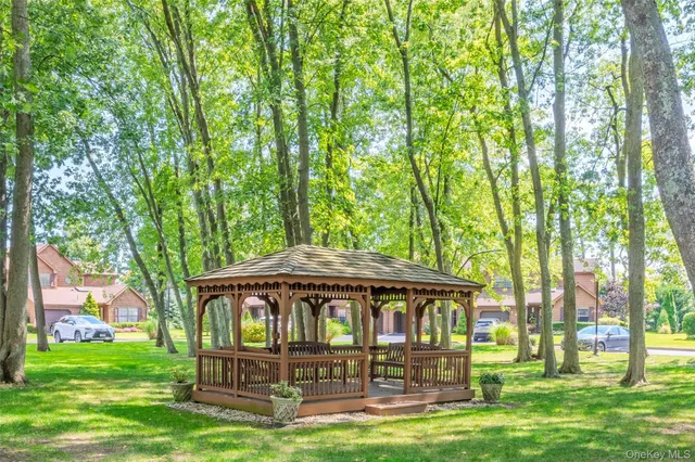 a view of a outdoor space with plants and trees