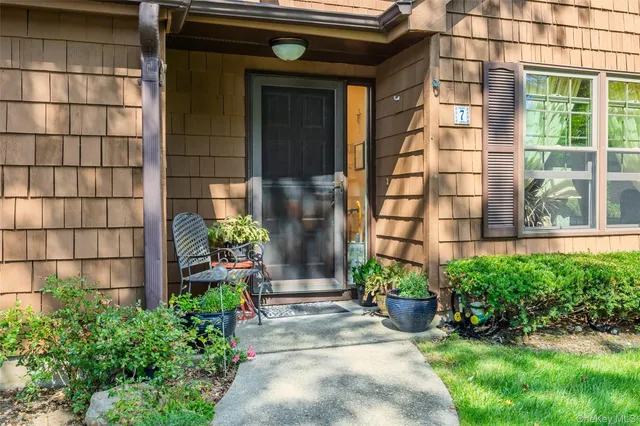 a view of a building with a garden