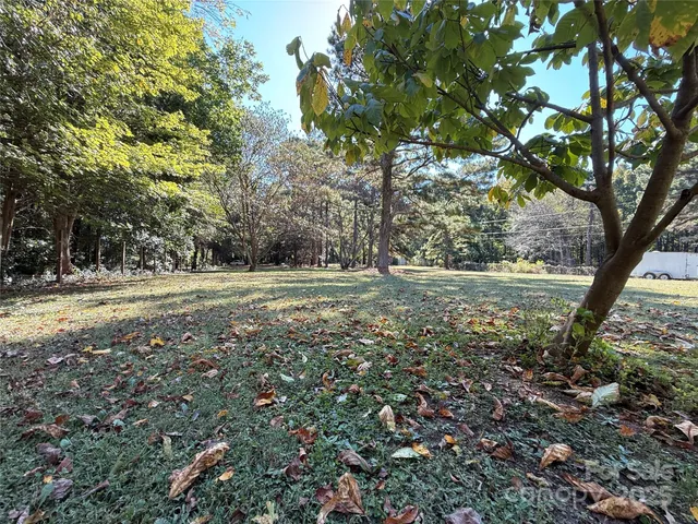 a view of outdoor space with trees all around