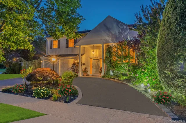 a view of a garden with a pathway