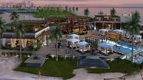 an aerial view of a house with garden space and street view