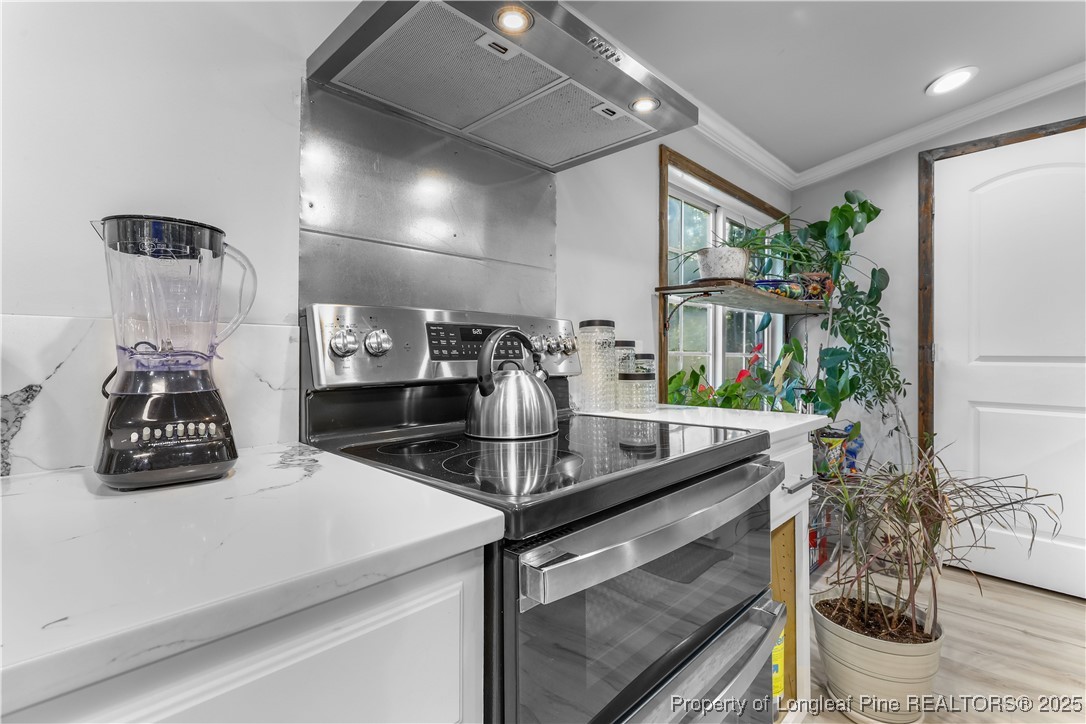 1855 Beaman Woods Road Clinton, NC 28328 - Photo 9 of 50 a kitchen with a sink a counter space and a refrigerator