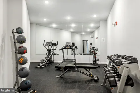 a view of a room with gym equipment
