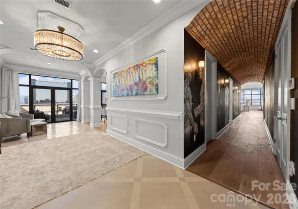 a view of a hallway with entryway