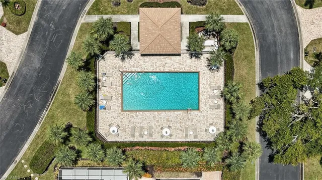 an aerial view of a garden