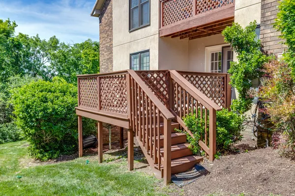 front view of a house with a deck