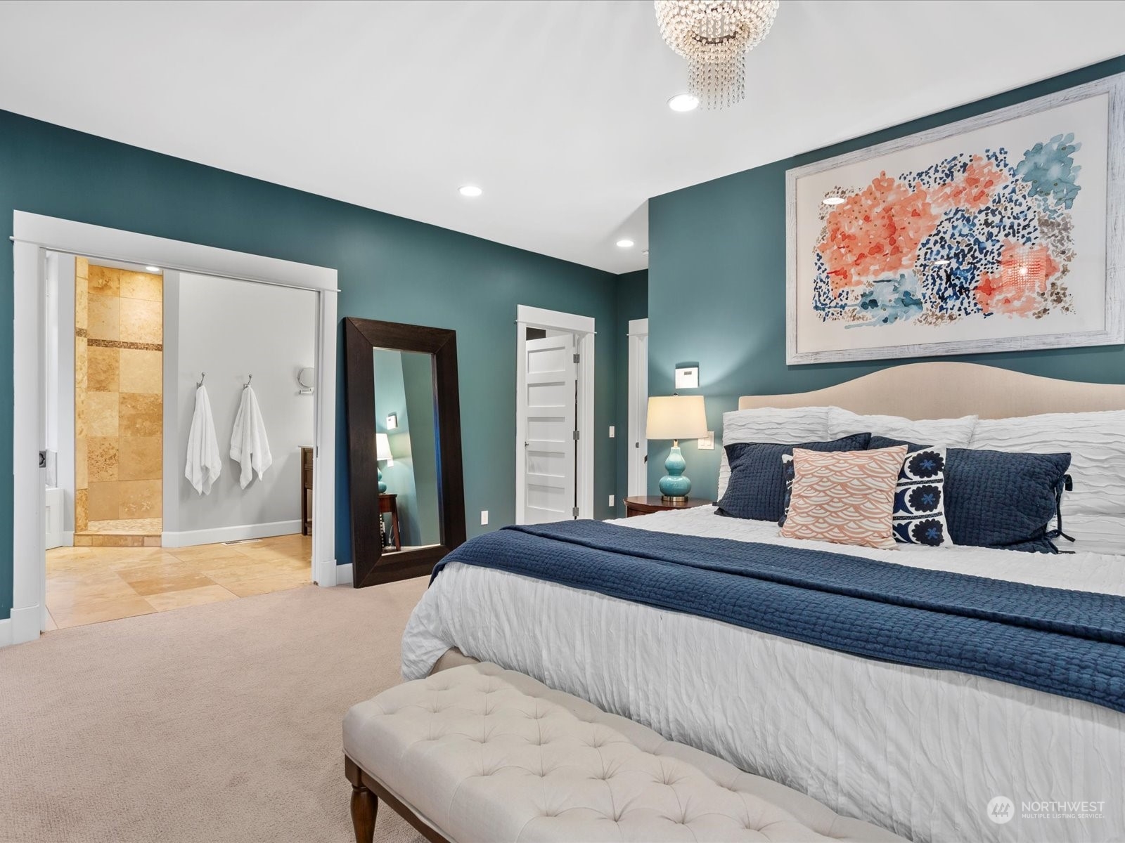 816 13th Street Snohomish, WA 98290 - Photo 19 of 34 a bedroom with a large bed and a painting on the wall