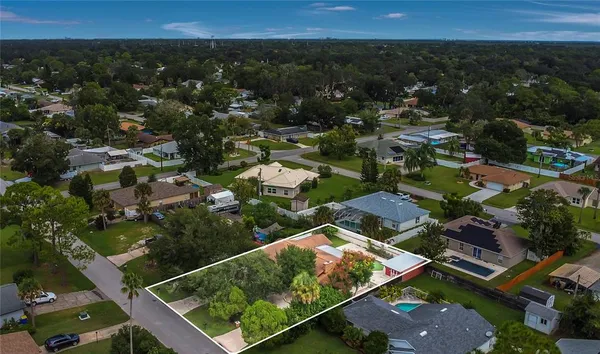 an aerial view of multiple house