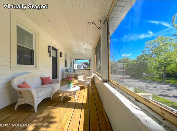 a view of a terrace with sky view