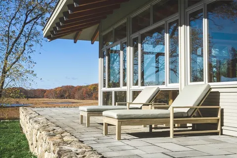 a view of a lake with outdoor space