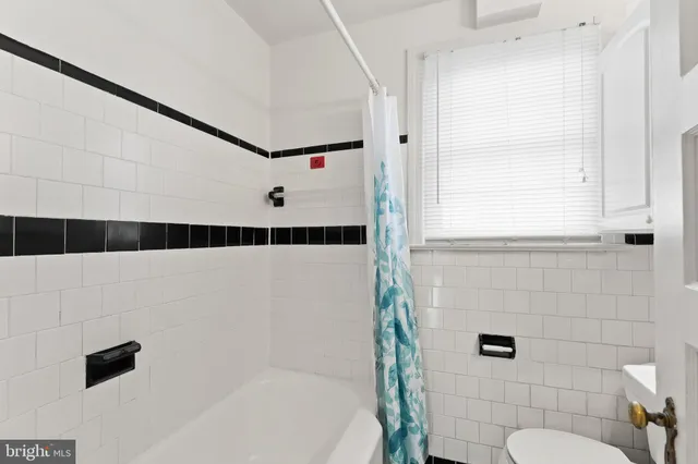 a bathroom with a shower and a toilet