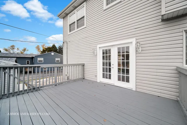 a view of a backyard with grass and a palm tree