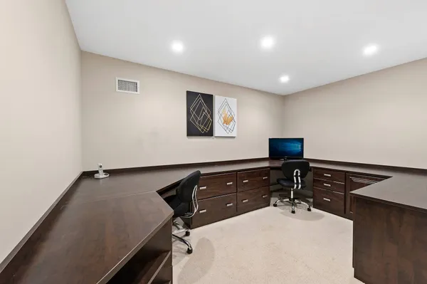 a room with a table and couch