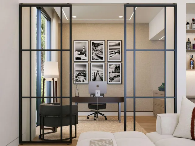 a living room with furniture