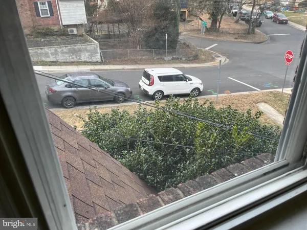 a view of swimming pool from a window