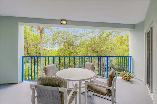 a view of a city from a dining room
