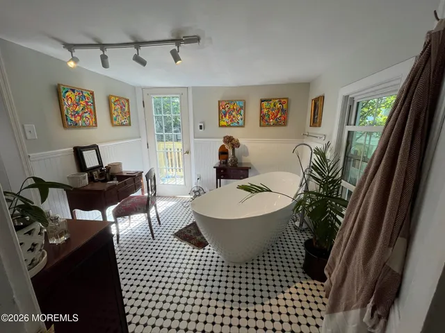 a living room with a couch and a table