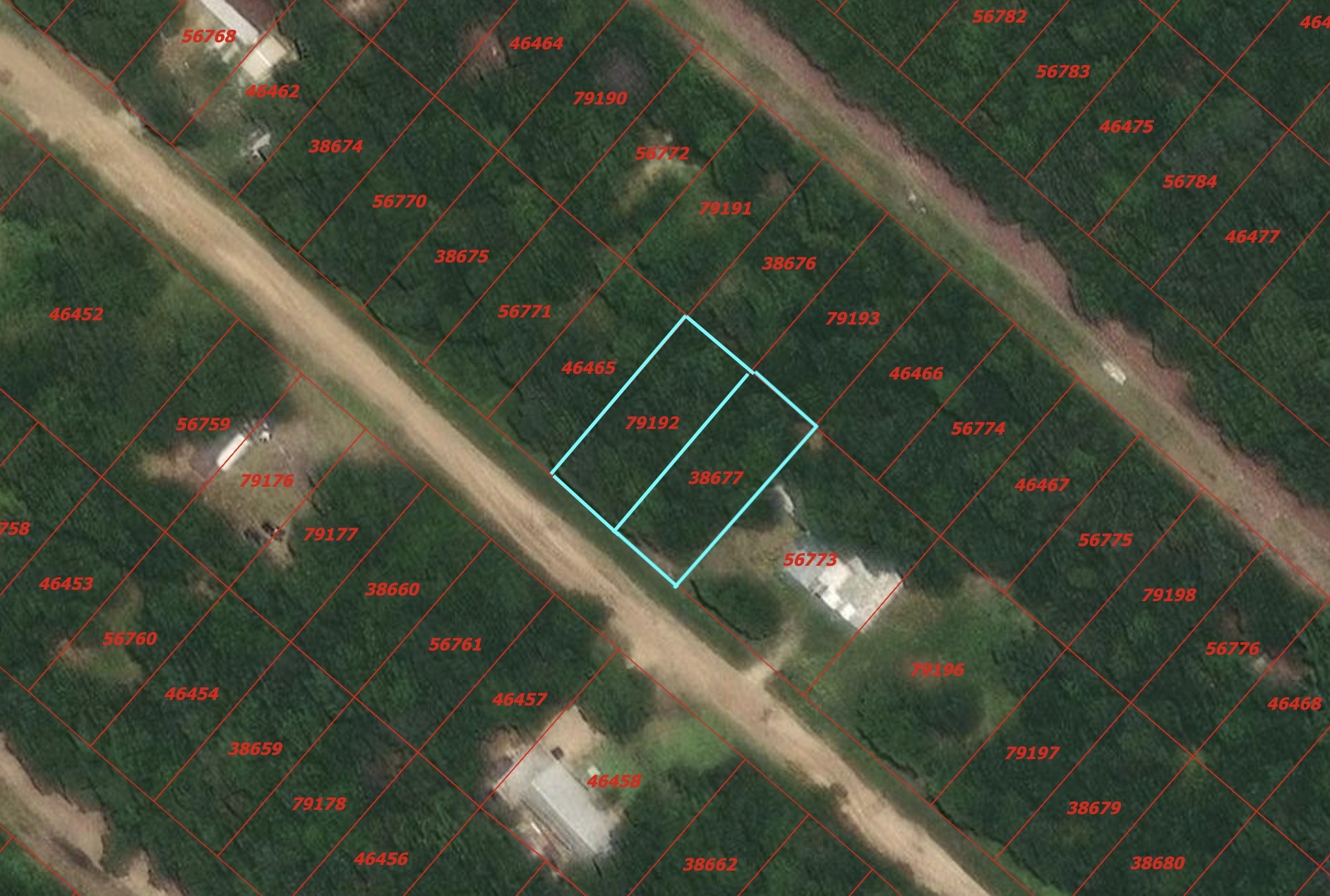 Tbd Wolf Run Road Livingston, TX 77351 - Photo 1 of 14 Aerial view showing the two adjoining wooded lots being offered together. Together they provide approximately 100 feet of road frontage on Wolf Run, offering additional privacy, flexibility, and space for your future home or weekend retreat.