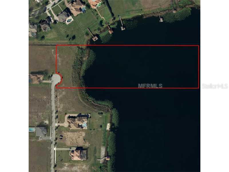 Aerial view of Lot 8 - 5401 Marleon Drive.  Over 300 feet of water frontage on Lake Davis.