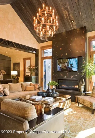 a living room with a large window