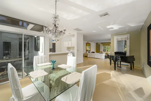 a view of a dining room and livingroom view