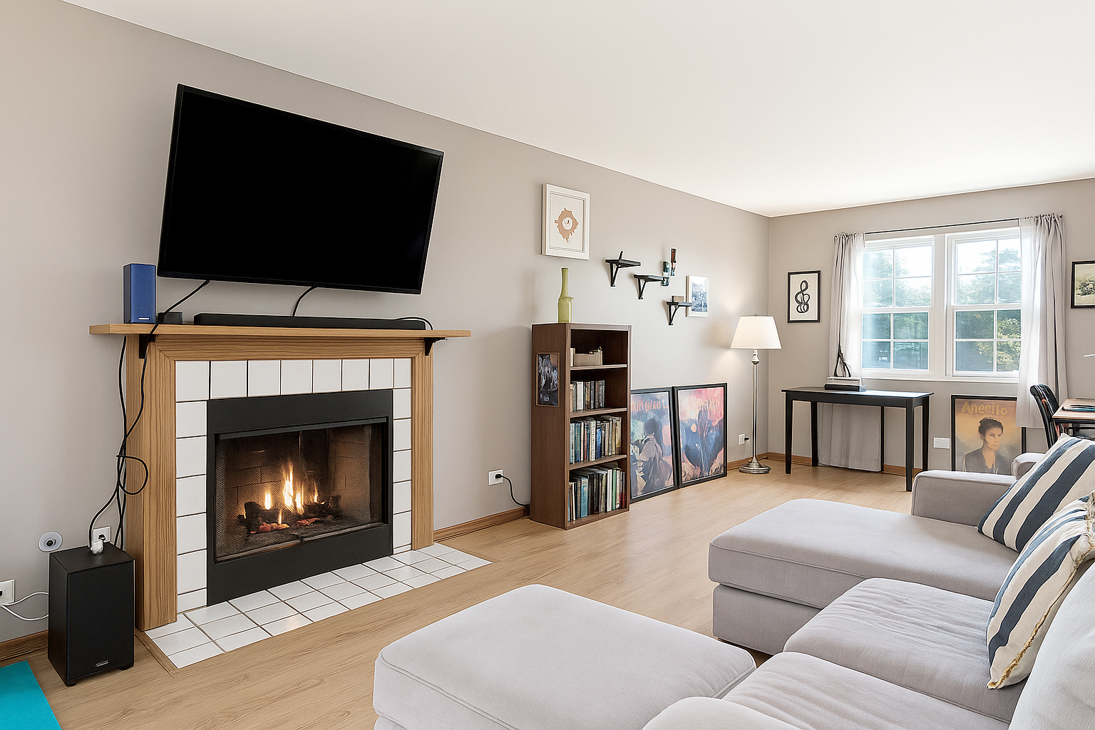 2019 Aspen Drive Woodstock, IL 60098 - Photo 20 of 31 a living room with furniture fireplace and flat screen tv