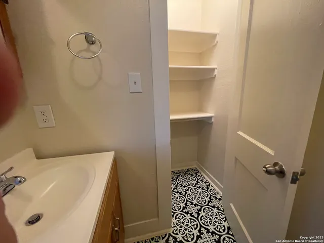 a bathroom with a bathtub
