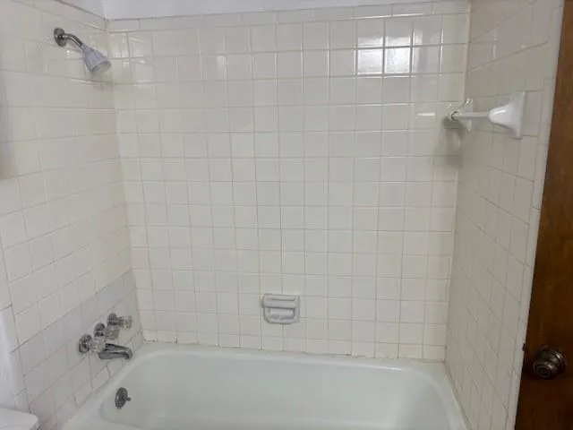 a bathroom with a bathtub