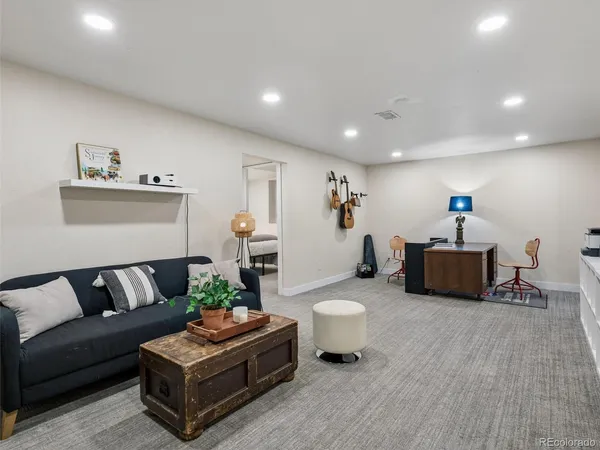 a living room with furniture