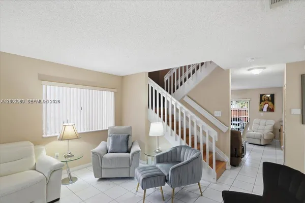 a living room with furniture